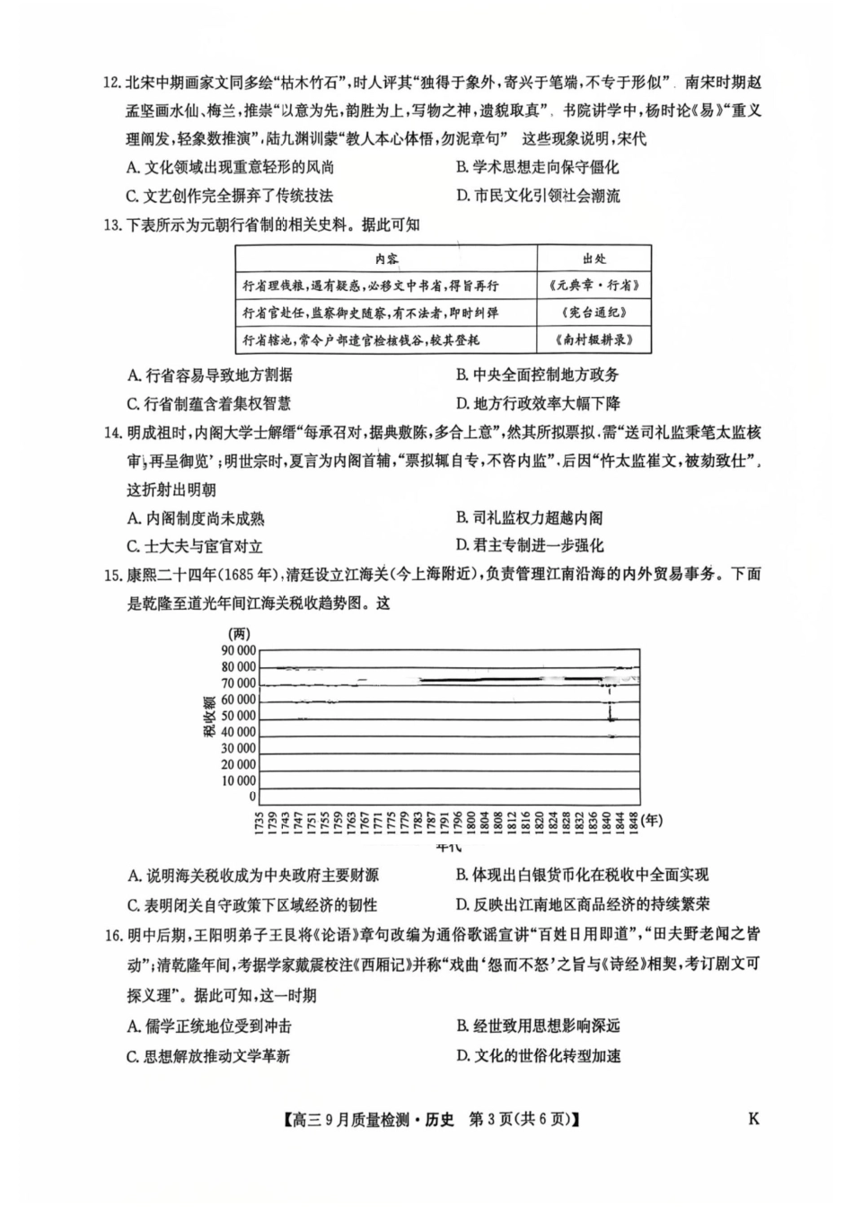 2026届九师联盟高三9月质量检测_高三历史（K）.pdf_第3页