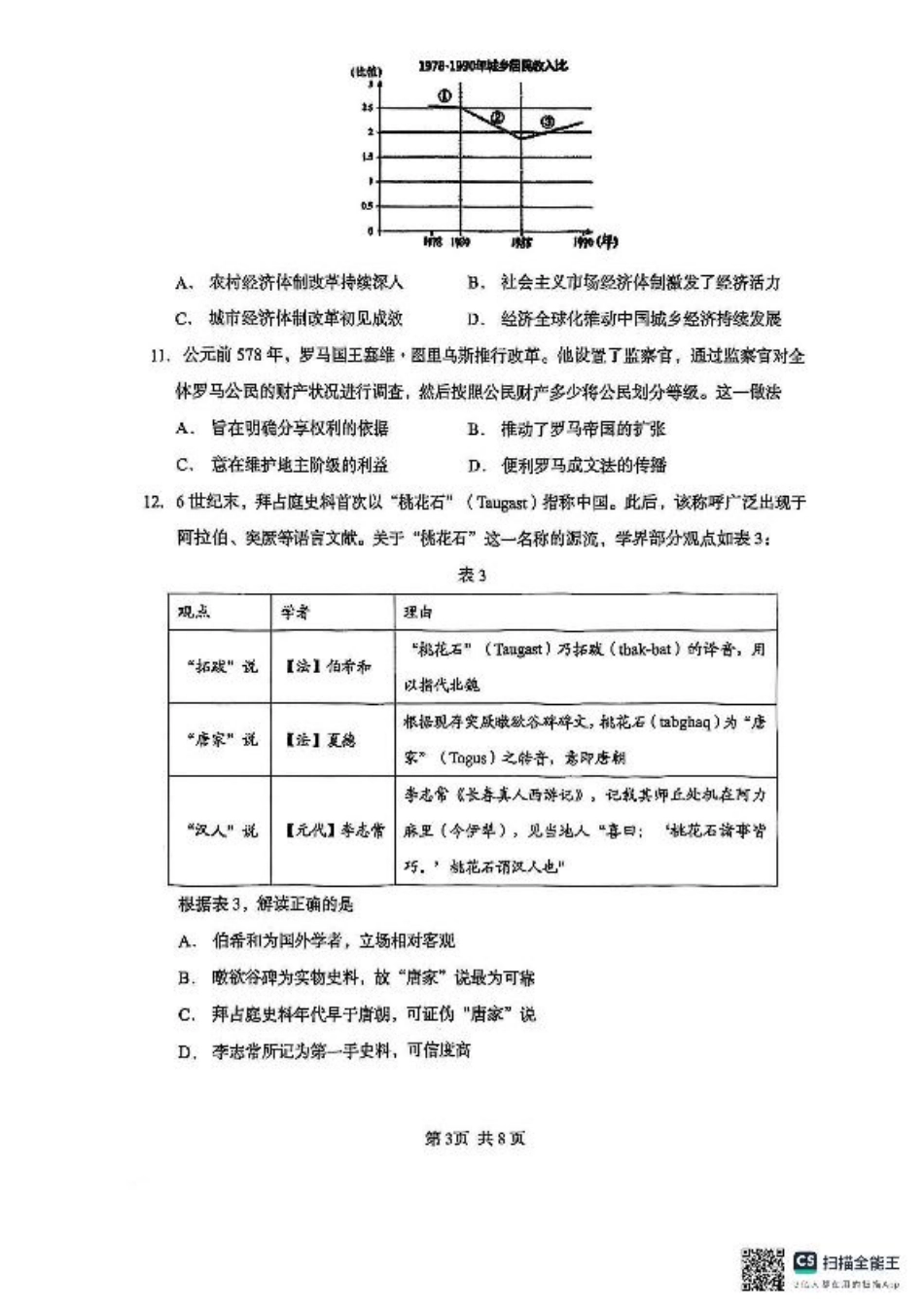 福建省厦门市第一中学2024-2025学年高三下学期第一次质检模拟历史试题（含答案）.pdf_第3页