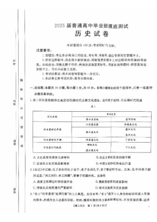 广西2025届高三10月七市联考历史试卷.pdf
