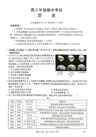 河北省秦皇岛市部分学校2024-2025学年高三上学期11月期中历史试题.pdf