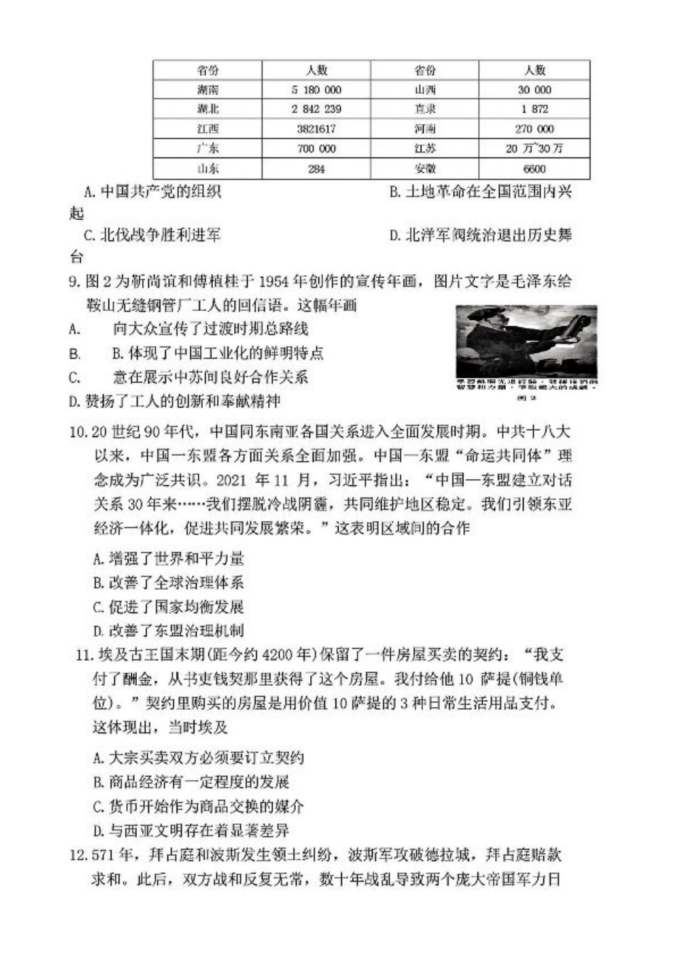 河南省大联考2024-2025学年高中毕业班阶段性测试（四）历史试卷+答案.pdf_第3页