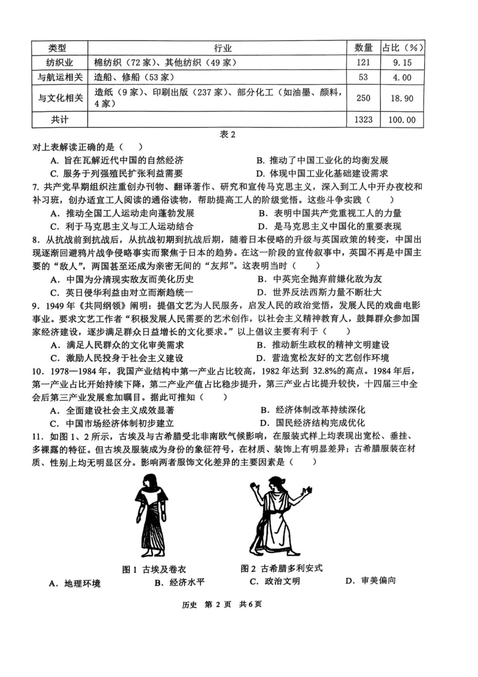 江西省宜春市2025届高三下学期4月模拟考试历史试题（含答案）.pdf_第2页