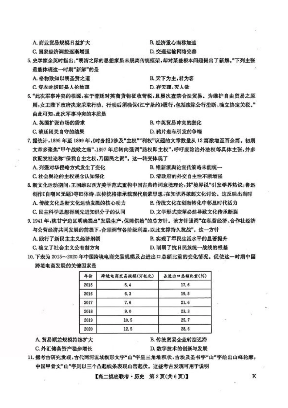 九师联盟2024-2025学年高二下学期6月摸底联考历史试题（含答案）.pdf_第2页