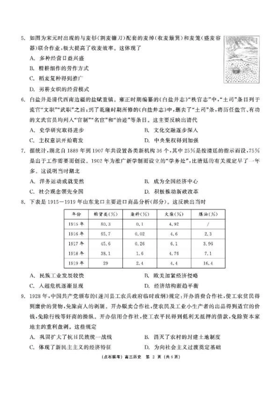 辽宁省联考2025届高三上学期1月期末考试历史试卷（含答案）.pdf_第2页
