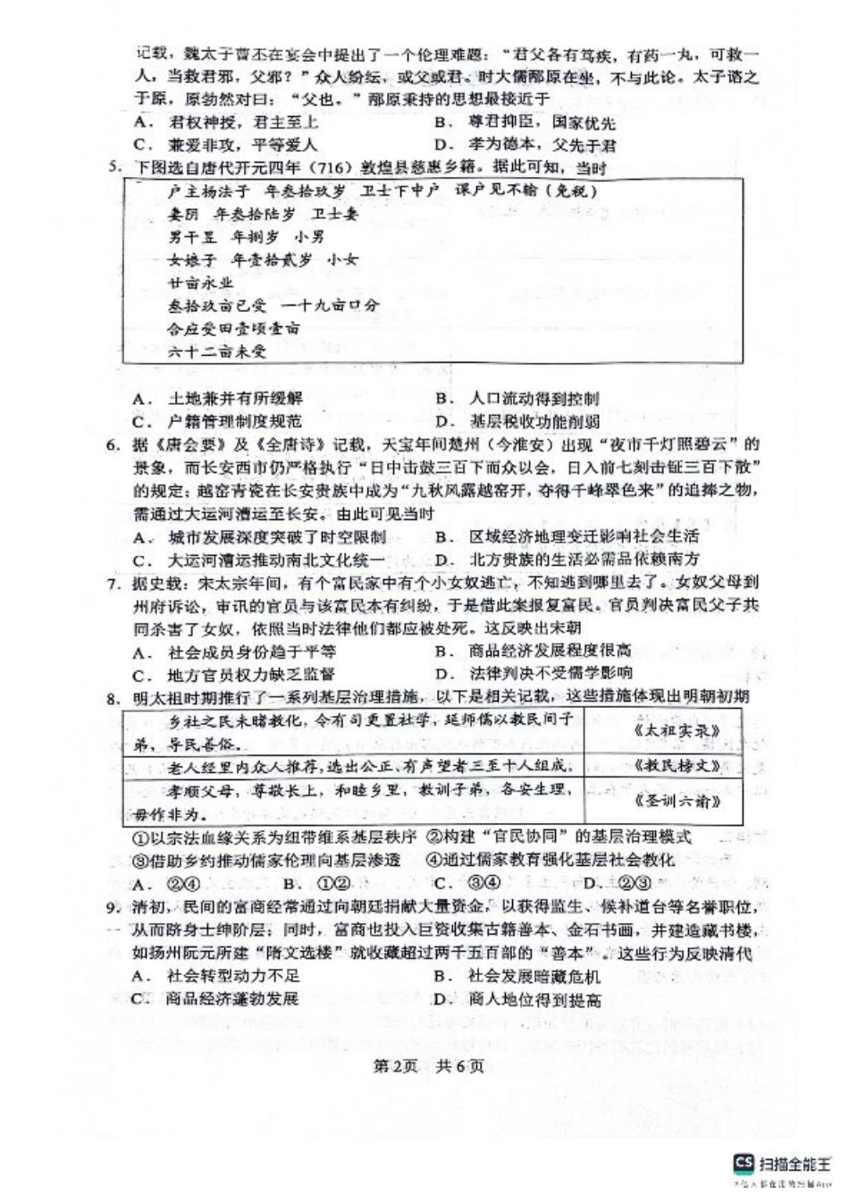 绵阳南山中学高2023级“绵阳一诊”热身考试历史.pdf_第2页
