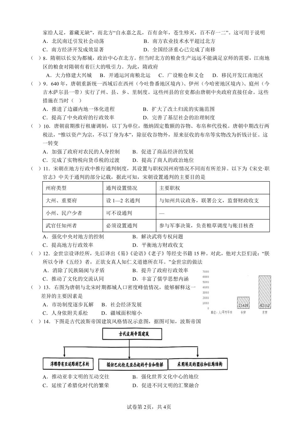 纳溪中学校高 2023 级高三年级上期第二次月考历史+答案.pdf_第2页