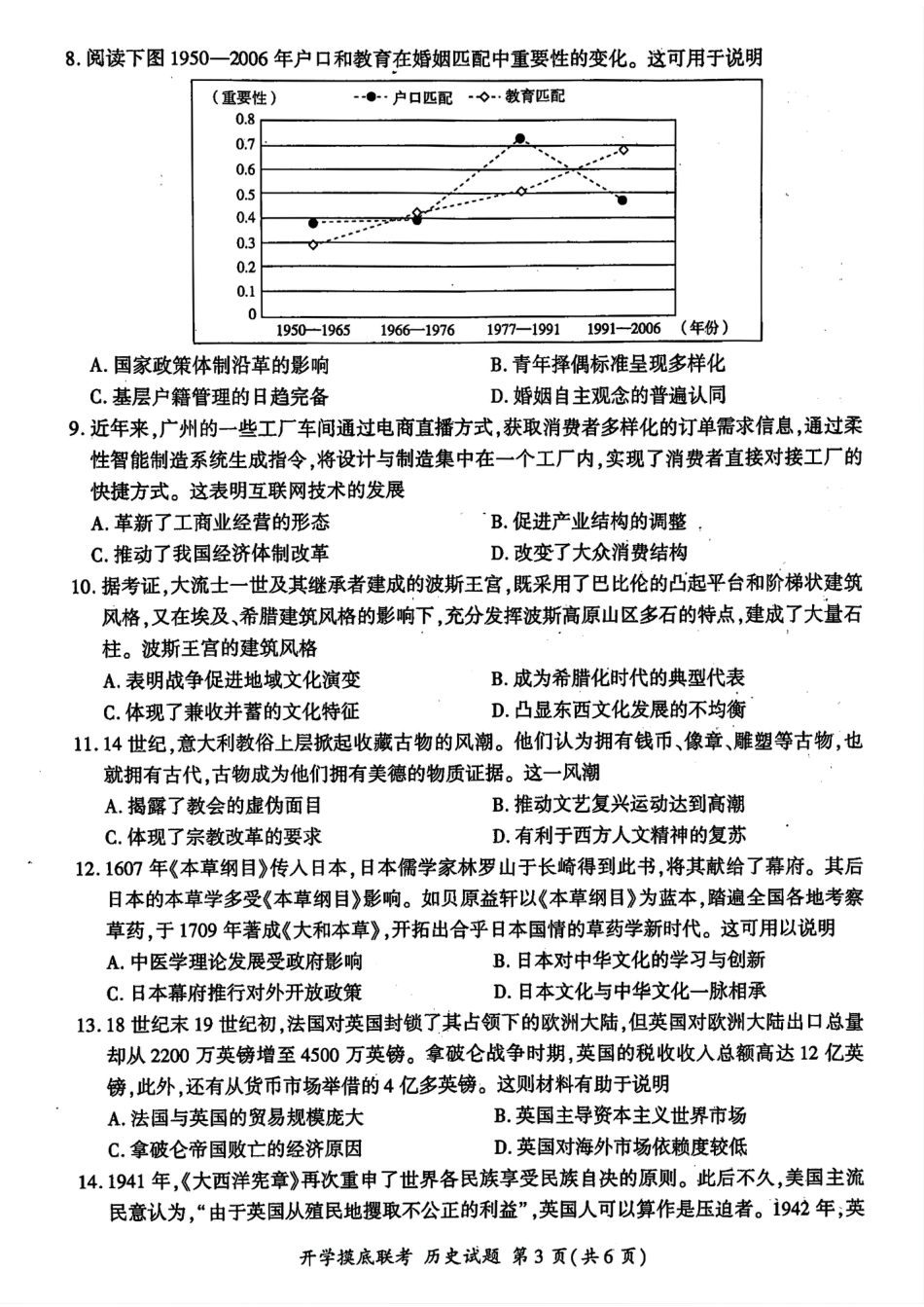 山东省百师联盟高三开学摸底联考（百S）+历史.pdf_第3页