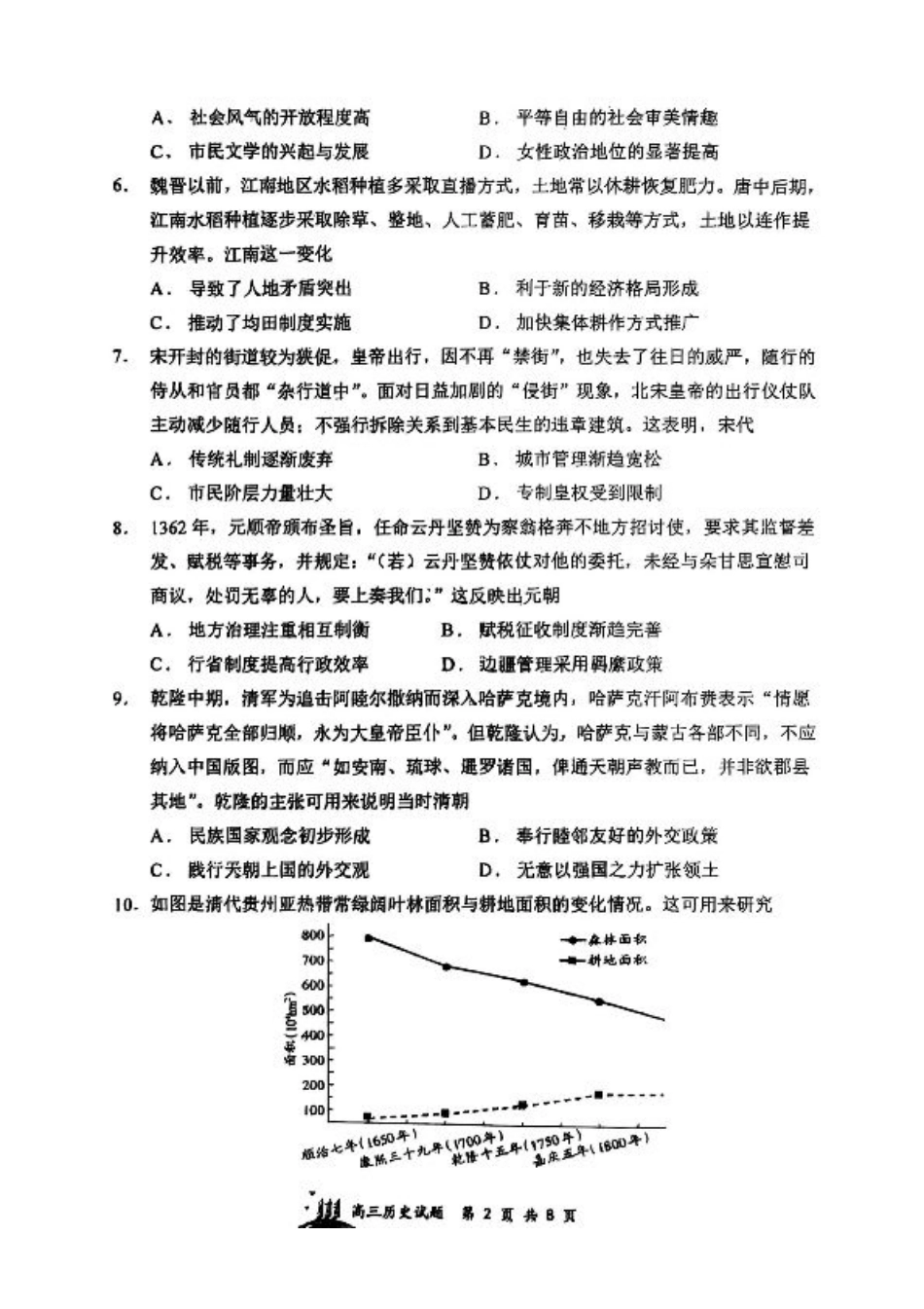 山西省山西大学附属中学校2025-2026学年高三上学期8月月考历史试题.pdf_第2页