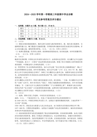 山西省太原市2024-2025学年高三年级第一学期期中测评历史_历史答案.pdf