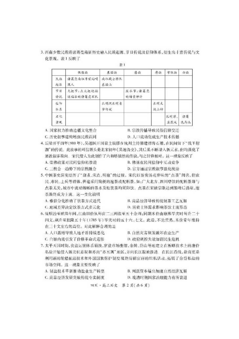 四川省大数据智学领航联盟2025-2026学年高三上学期开学考试历史试题（含答案）.pdf_第2页