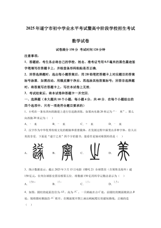 2025年四川省遂宁市中考数学真题.docx