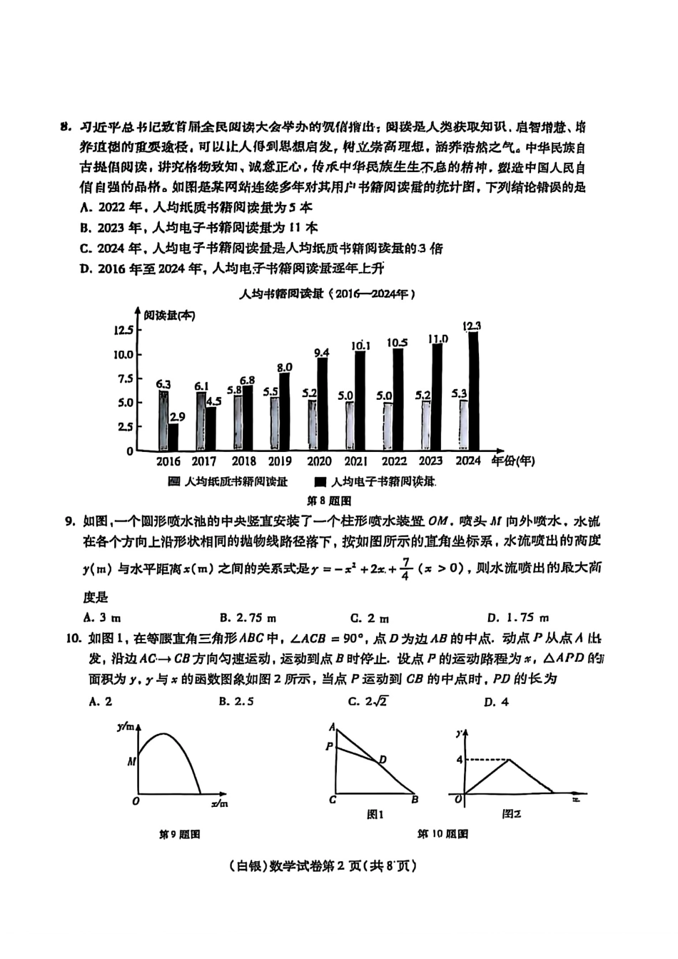 白银市2025年初中学业水平考试数学试卷及答案解析.pdf_第2页