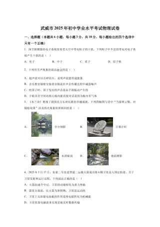 2025年甘肃省武威市、嘉峪关市、临夏州中考物理真题.docx