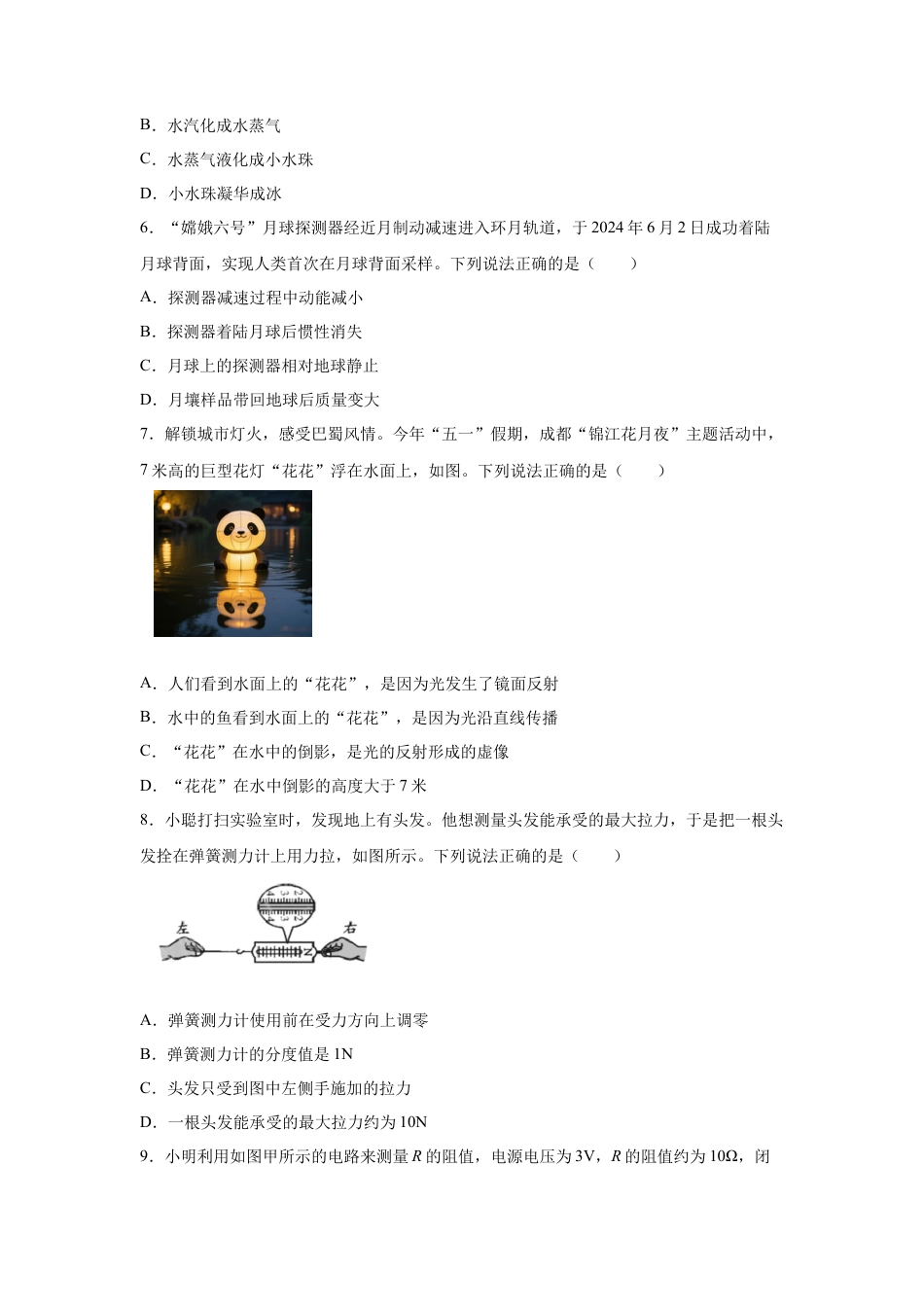 2025年四川省成都市中考物理真题试卷及解析.docx_第2页