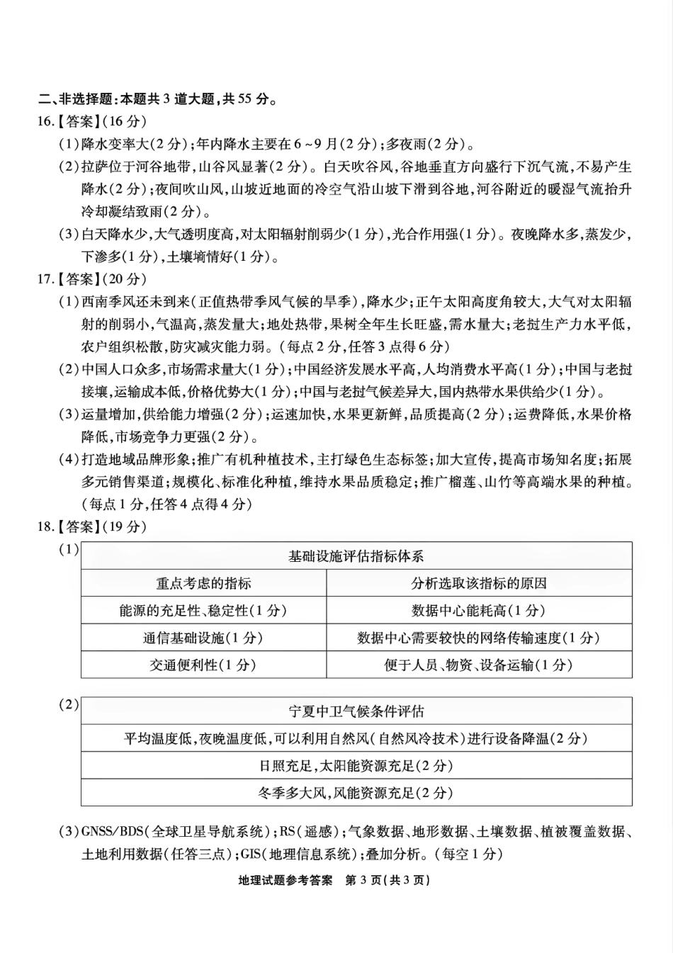 重庆市南开中学高2025届高三第七次质量检测地理答案.pdf_第3页