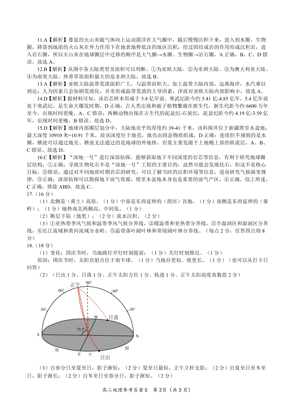 安徽省皖江名校联盟2025年7月高二期末联考（全科）_地理试题卷C -高二下7月期末联考答案                            .pdf_第2页