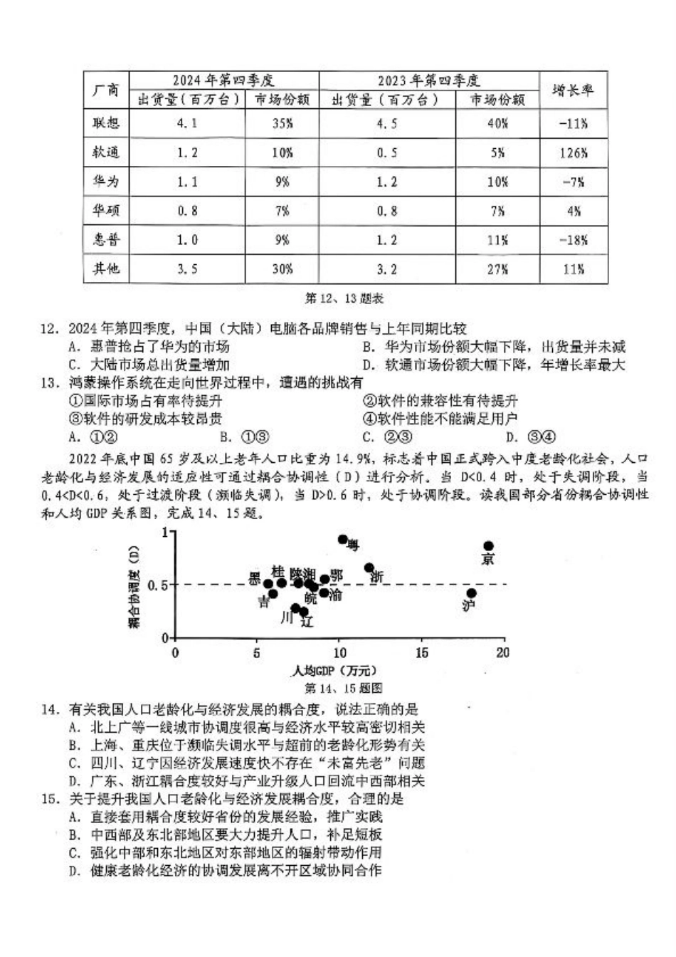 地理-浙江宁波市九校2025年高二下学期6月期末.pdf_第3页