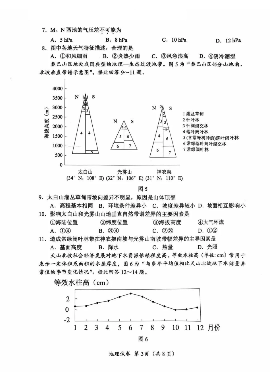 江苏省常州市2024-2025学年高三上学期期中考试地理_地理试题.pdf_第3页