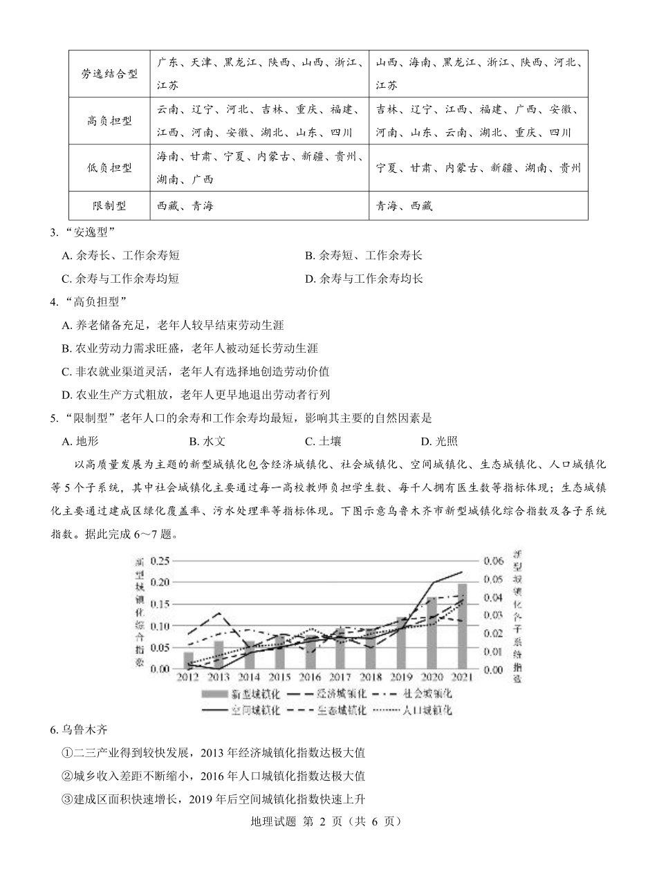 名校教研联盟2025届高考模拟试题训练（样卷）地理试题.pdf_第2页