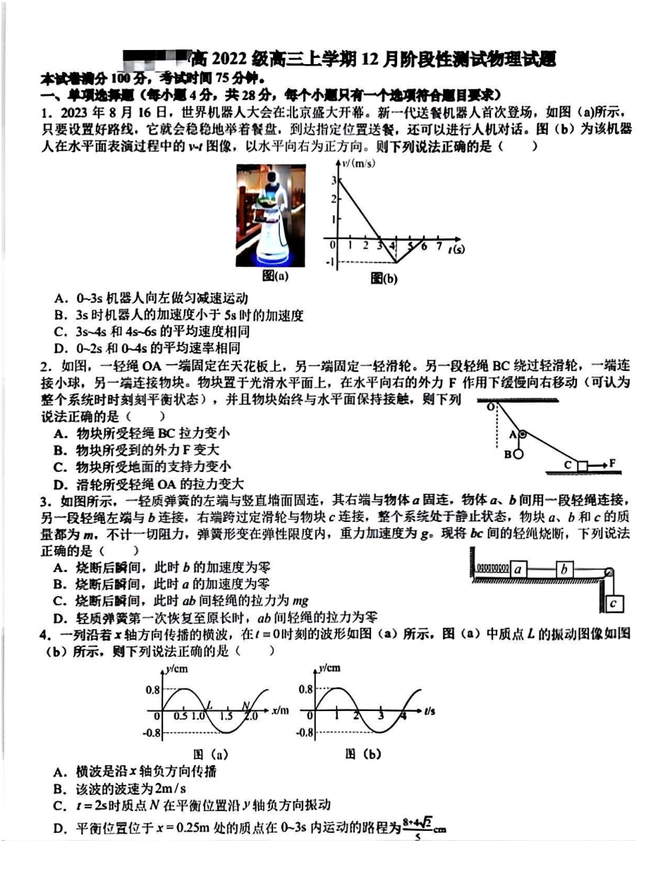 四川省成都市树德中学2024-2025学年高三上学期12月月考地理+答案.pdf_第1页