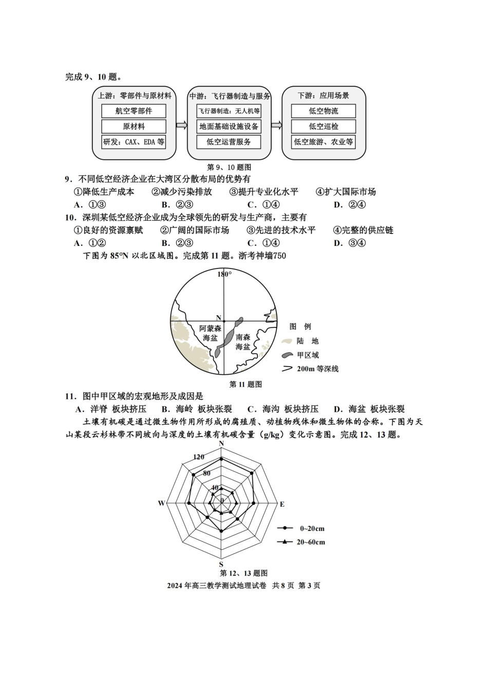 浙江省2025届高三嘉兴一模地理_地理卷-2412嘉兴一模.pdf_第3页