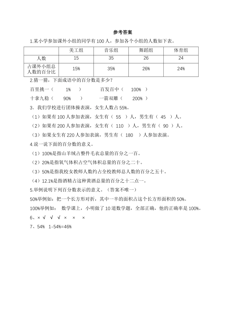 【基础&提升】小学数学六年级上册6.1百分数的意义和读写（含答案）苏教版.docx_第3页