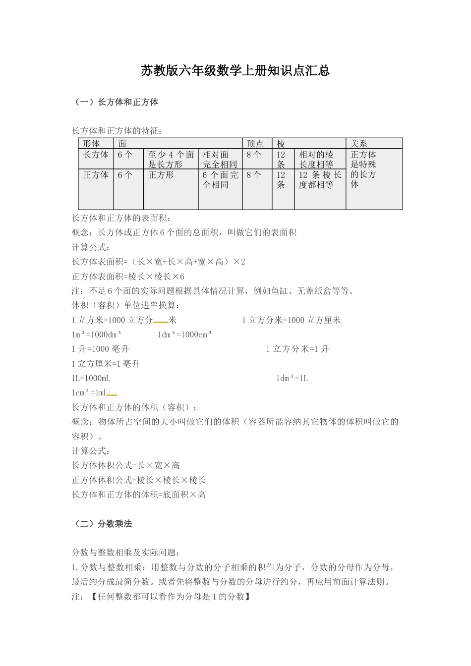 六年级上册数学知识点汇总  苏教版.docx_第1页