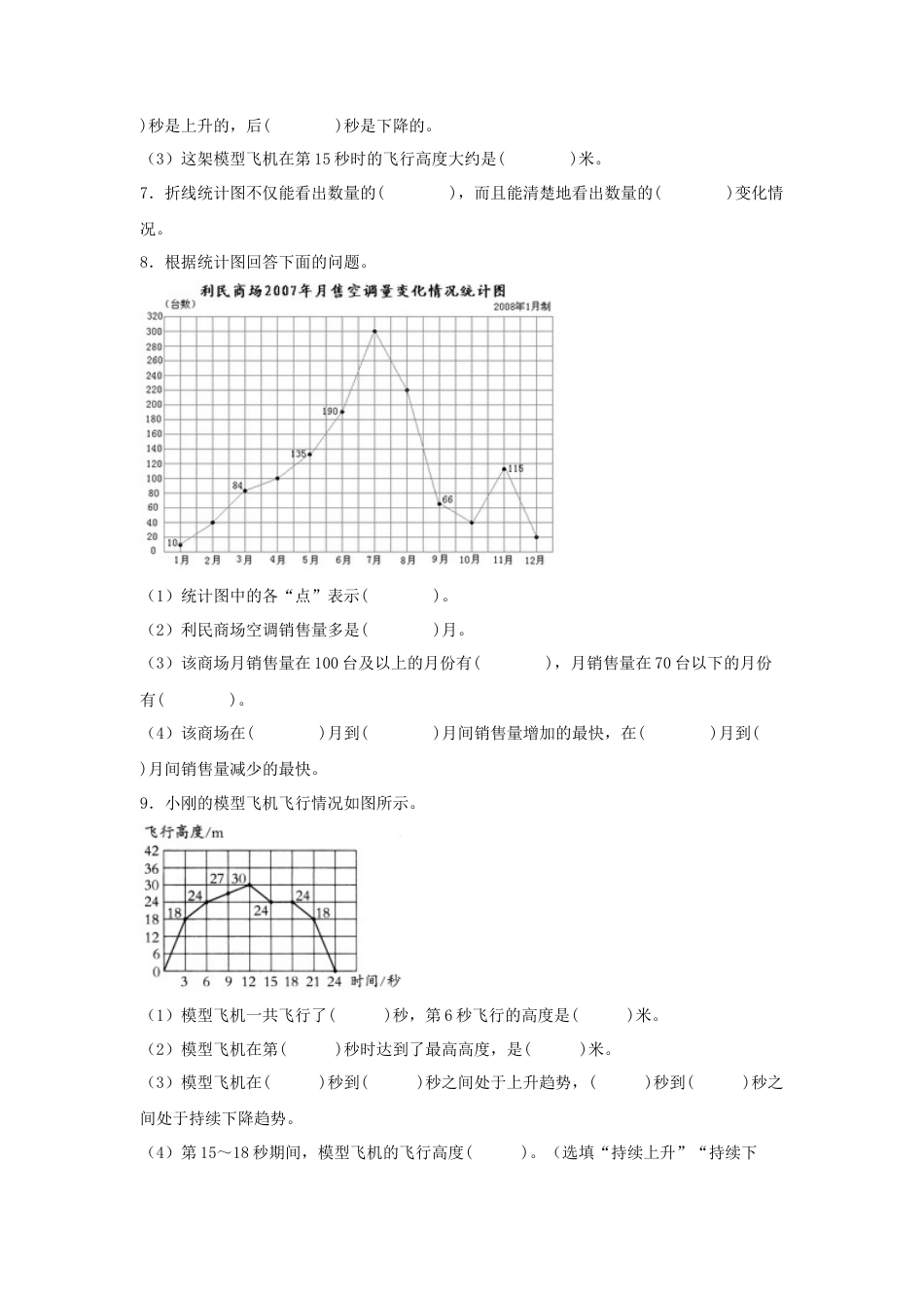 【江苏专用】2.1 单式折线统计图 五年级下册数学同步练习 苏教版（含答案）.docx_第3页