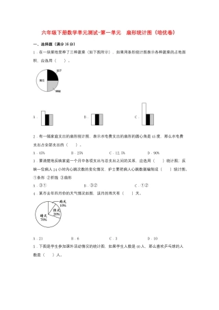 【江苏专用】六年级下册数学单元测试-第一单元  扇形统计图（培优卷）  苏教版（含答案）.docx