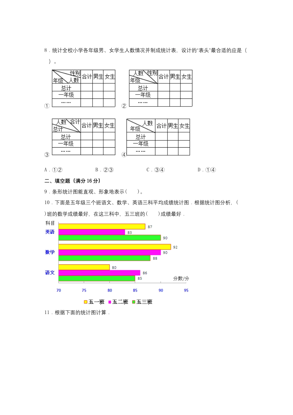 【阶段练习】五年级数学上册5-6单元测试题B卷  苏教版（含答案）.docx_第2页