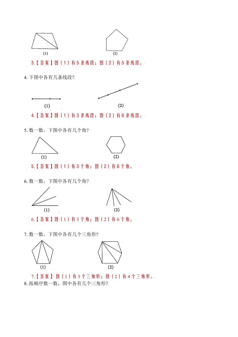 【苏教数学一年级上】 专项练习-专题7  数图形（教师版）.docx_第2页