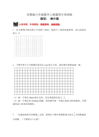 【题型专项】苏教版六年级数学上册专项复习-操作题（C卷有答案）.docx