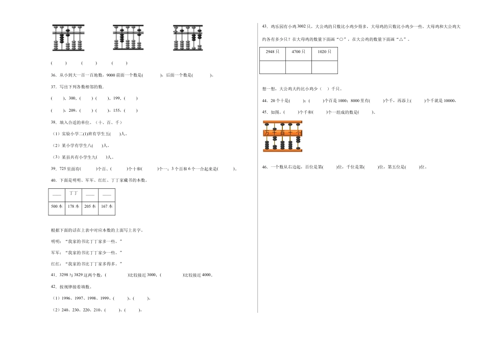 第四单元认识万以内的数填空题（提高卷）二年级下册数学专项培优卷（苏教版）.docx_第3页