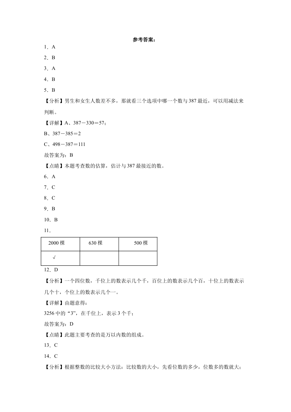 第四单元认识万以内的数选择题（提高卷）二年级下册数学专项培优卷（苏教版）.docx_第3页