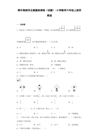 期中高频考点真题检测卷（试题）-小学数学六年级上册苏教版.docx