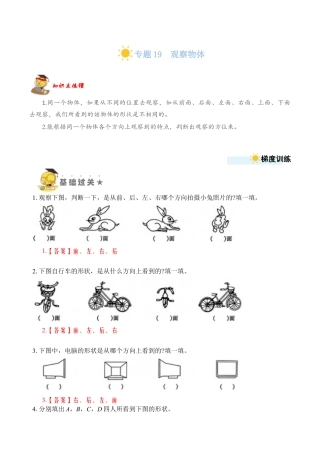 苏教版数学二年级上册-专题19  观察物体（教师版）.docx