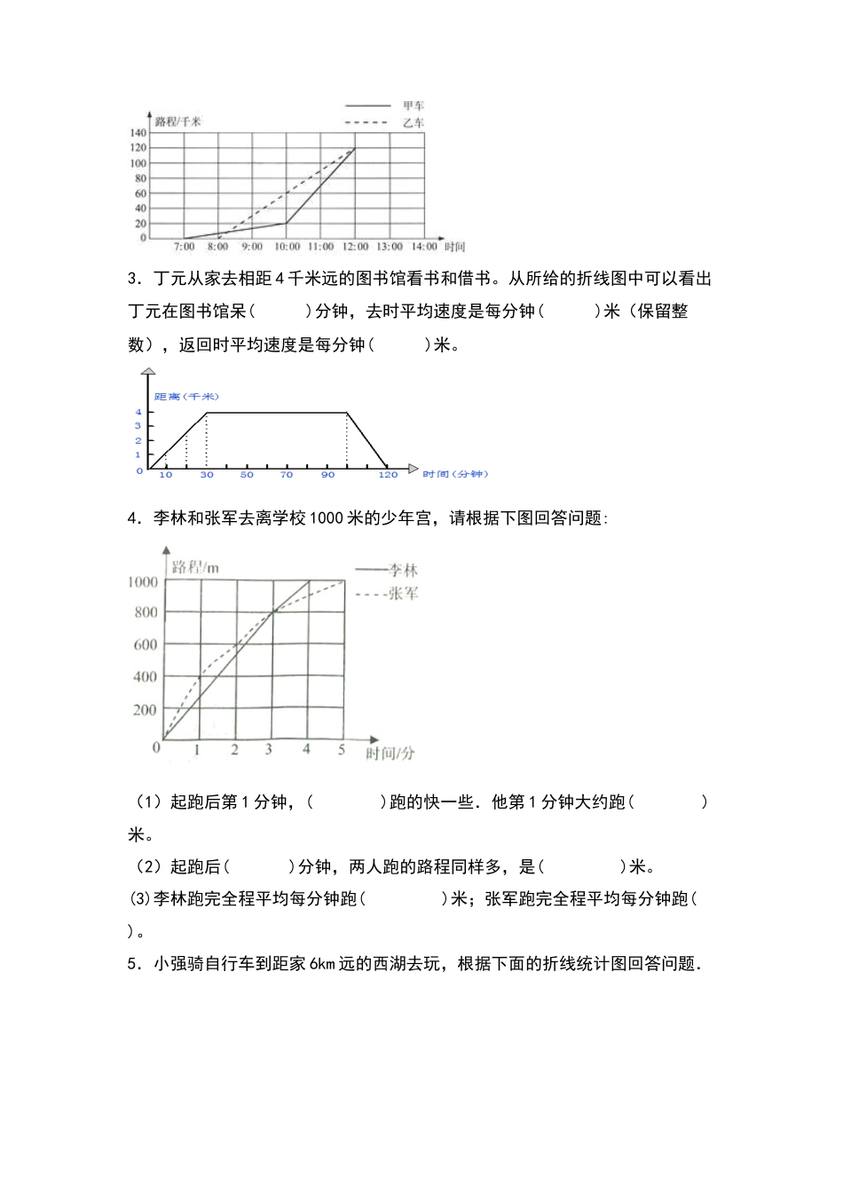五年级数学下册典型例题系列之第二单元：行程问题在折线统计图中的应用专项练习（原卷版）苏教版.docx_第2页