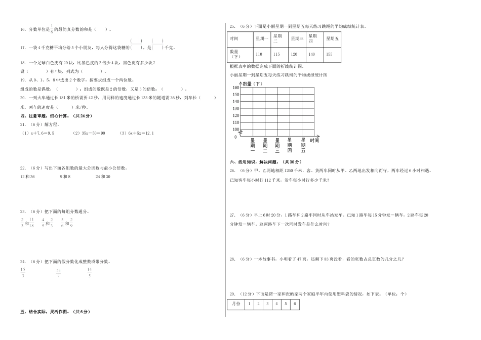 五年级数学下学期期中素养测评五（A3版）（苏教版）.docx_第2页