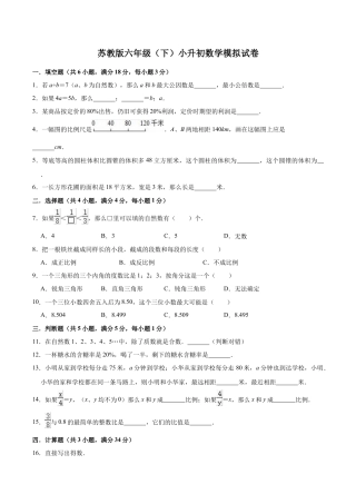 小升初数学模拟试题（1）苏教版（含解析）.docx