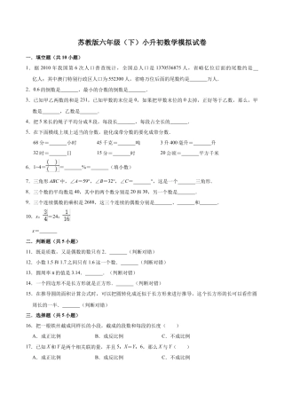 小升初数学模拟试题（5）苏教版（含解析）.docx