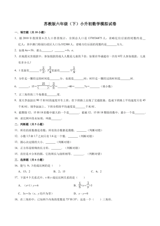 小升初数学模拟试题（7）苏教版（含解析）.docx