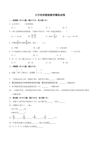 小升初数学模拟试题（13）苏教版（含解析）.docx