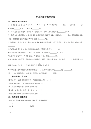 小升初数学模拟试题（26）苏教版（含解析）.docx
