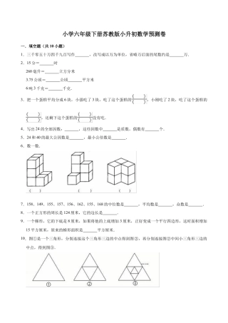 小升初数学模拟试题（31）苏教版（含解析）.docx
