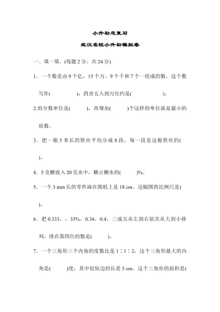 小学数学六下-武汉名校小升初模拟卷.docx