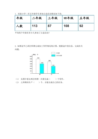 小学数学四年级下册-课时练习-10.4 平均数与复式条形统计图.docx
