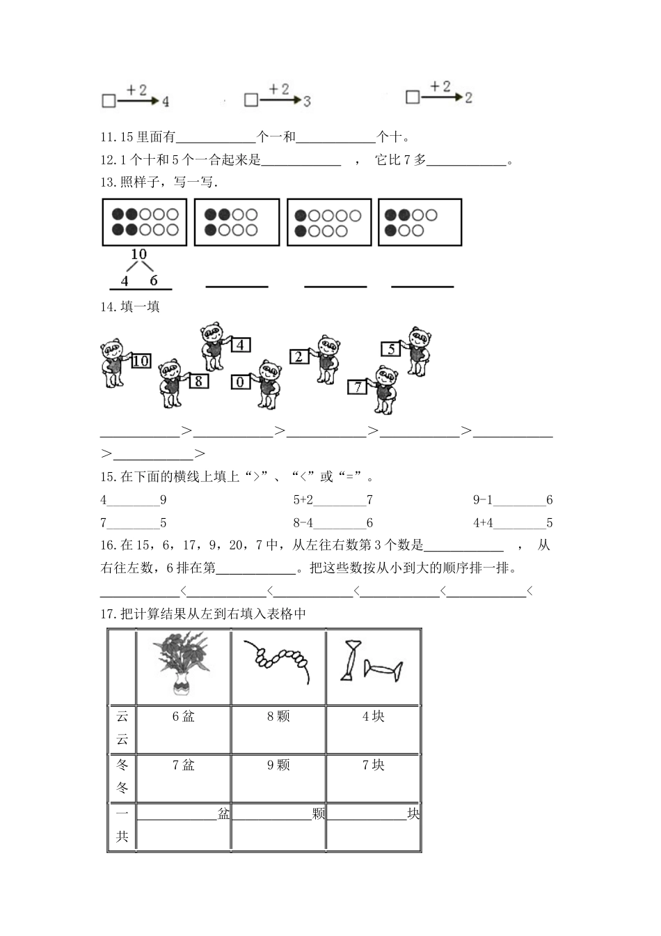 【高分必刷】人教版一年级数学上册期末检测高频考点突破卷（含答案）.docx_第2页
