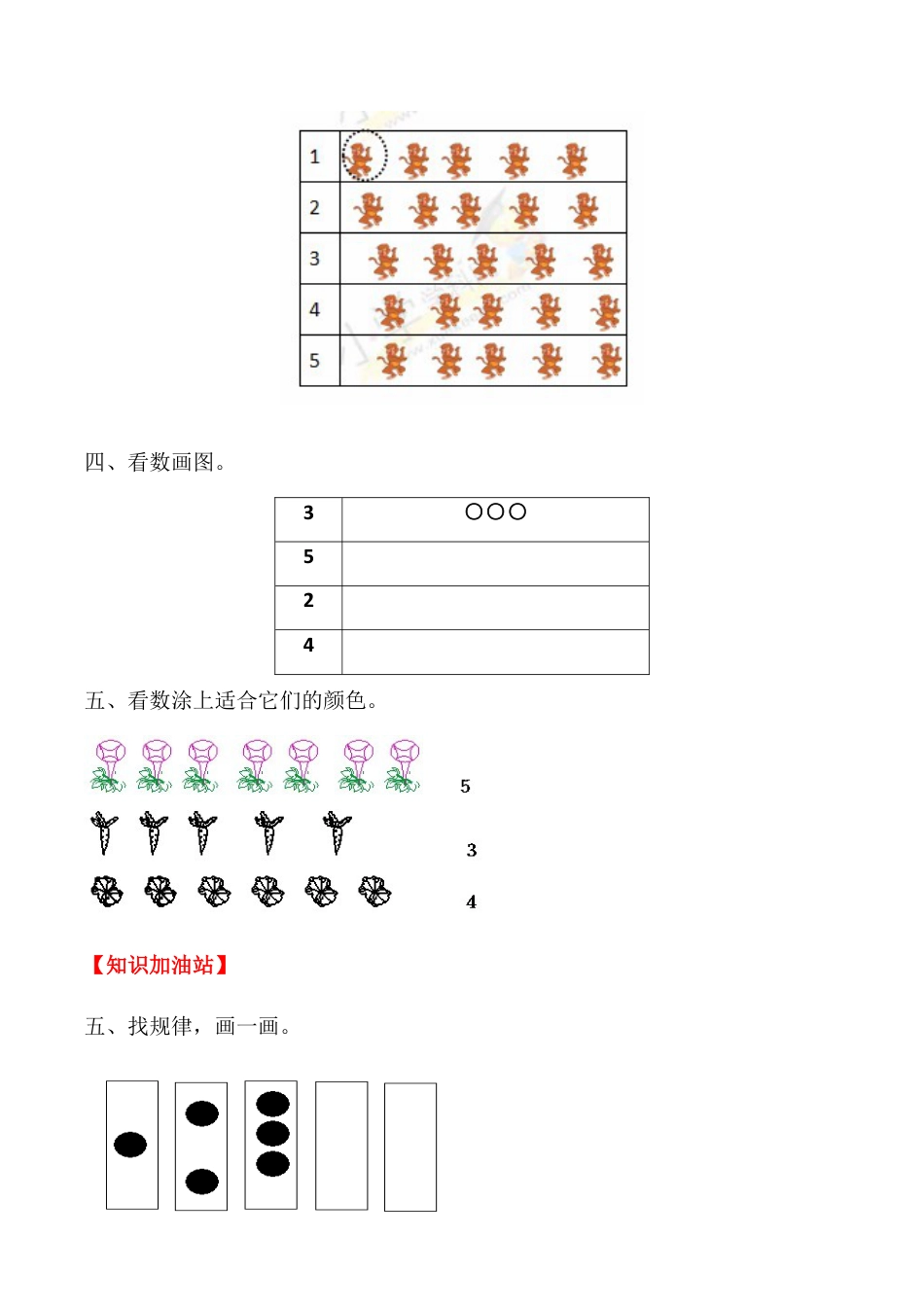 【课时练】三 1～5的认识和加减法第一课时 1～5的认识-一年级上册数学一课一练  人教版（含答案）.docx_第3页