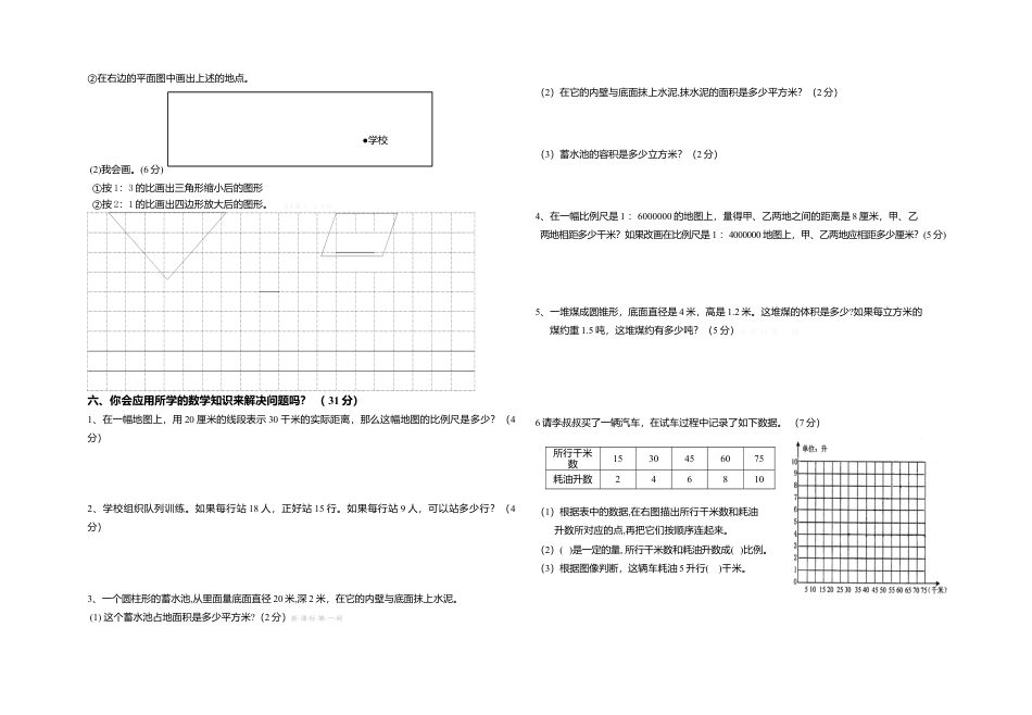 六年级数学下册期中考试试卷 (2).docx_第2页