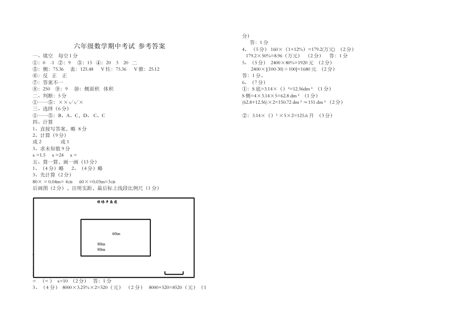 六年级下册数学期中试卷及答案.docx_第3页